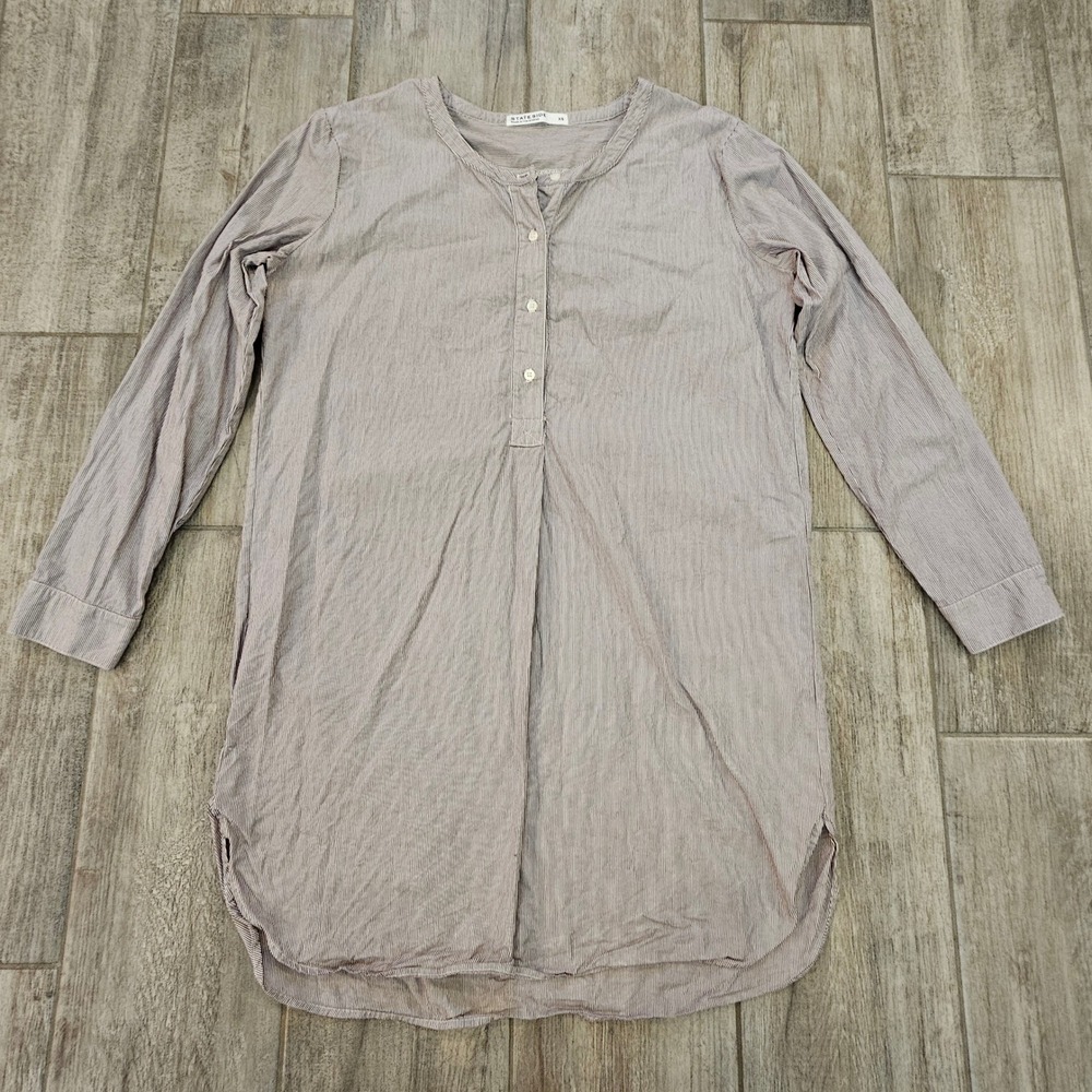 Stateside Cotton Poplin Shirt Dress Womens Size XS Made in USA Minimalist Stripe